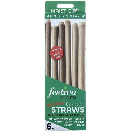 Pai din bambus pentru baut plastic free set 6 buc Maistic Pai din bambus pentru baut plastic free set 6 buc Maistic